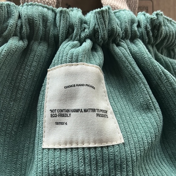 NWT MINT GREEN CORDUROY DRAW STING TOTE/ new/ fall green/ striped interior. Adj - Picture 11 of 12